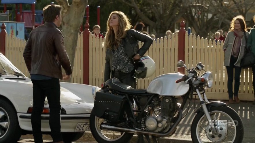 Yamaha SR 500 Cafe Racer, and the rather lovely Delta Goodrem